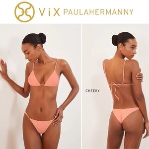 VIX Set Cora Parallel Tri Top sz M & Cheeky Detail Bottom sz S in Peach 278$
